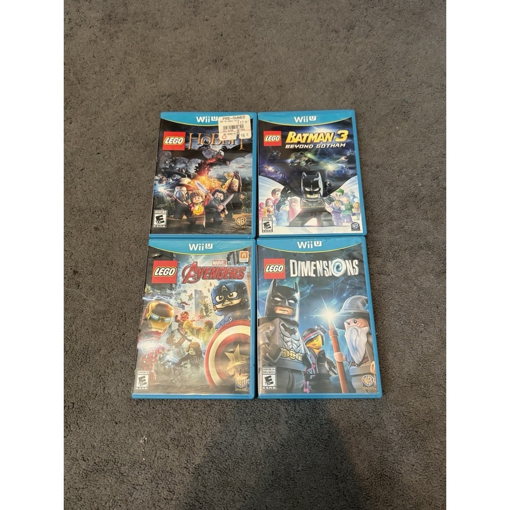 Bundle Of Four Wii U Lego Games W/Manuals Batman Hobbit Dimensions Avengers